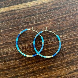 Beaded Gold Hoops